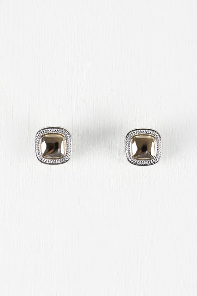 Glossy Square Clip Earrings
