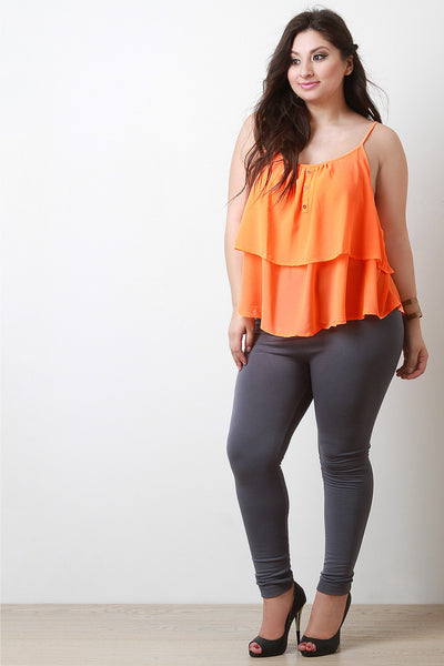 Embroider Double Tier Sleeveless Top