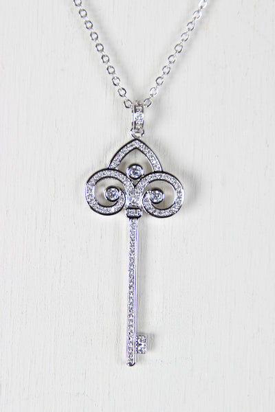 Rhinestone Key Pendant Necklace