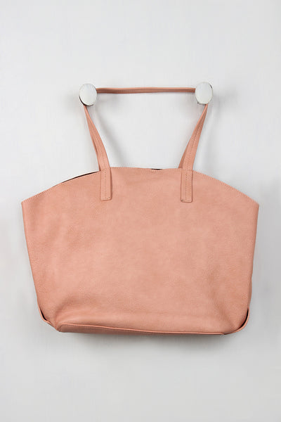 Pebbled Vegan Leather Wide Tote Bag