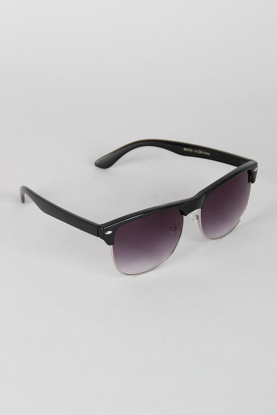 Semi-Rimless Metal and Plastic Sunglasses
