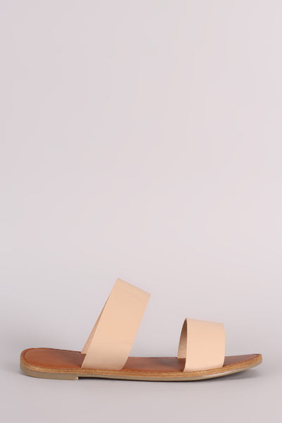 Patent Double Patent Band Slip On Flat Sandal