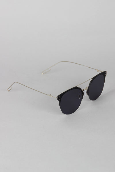 Double Bridge Rimless Horn Rimmed Sunglasses