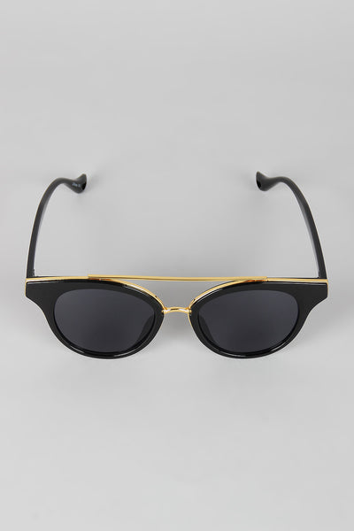 Double Bridge Contrast Cat Eye Sunglasses