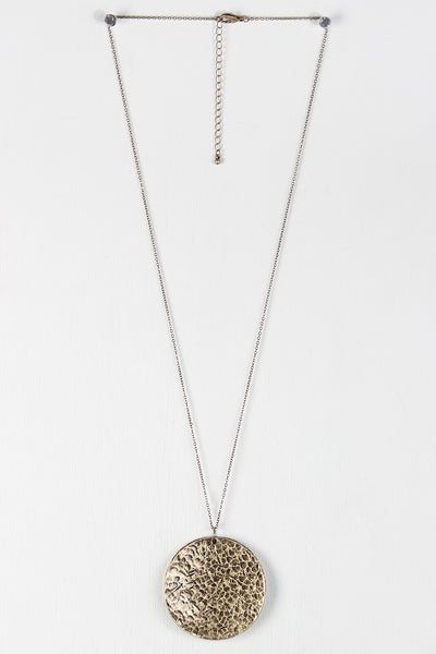 Full Moon Metal Disc Pendant Necklace