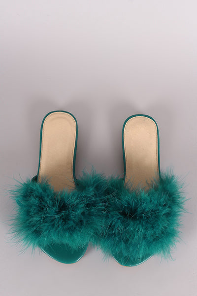 Fur Open Toe Slide Sandal