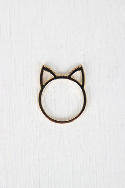 Purr-fect Rhinestone Kitten Ring