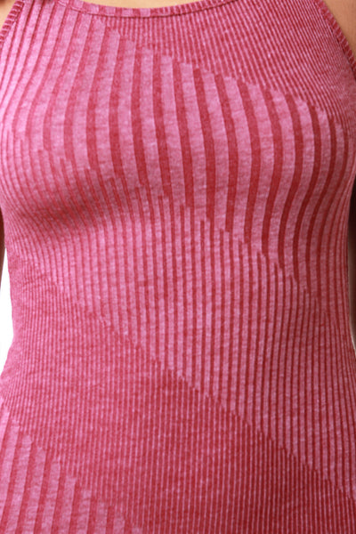 Diagonal Ribbed Crisscross Back Midi Dress