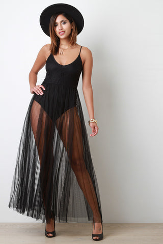 Pleated Semi Sheer Mesh Skirt Bodysuit Stlye Dress – denis-test3 Pleated Semi Sheer Mesh Skirt Bodysuit Stlye Dress – denis-test3