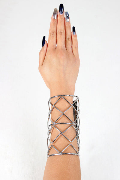 ZigZag Grid Caged Cuff Bracelet