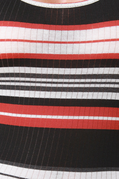 Ribbed Knit Striped Midi Dress