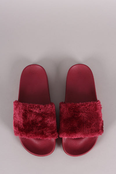 Fur Open Toe Slide Sandal
